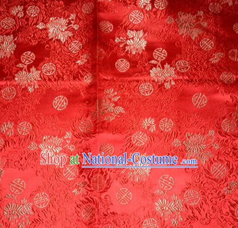 Chinese Traditional Red Silk Fabric Tang Suit Brocade Cheongsam Flowers Pattern Cloth Material Drapery