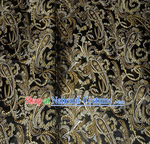 Chinese Traditional Black Silk Fabric Tang Suit Brocade Cheongsam Palace Pattern Cloth Material Drapery