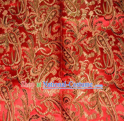 Chinese Traditional Red Silk Fabric Tang Suit Brocade Cheongsam Palace Pattern Cloth Material Drapery