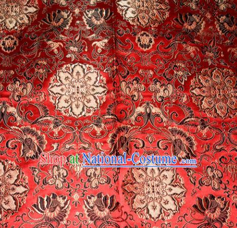 Chinese Traditional Silk Fabric Tang Suit Red Brocade Cheongsam Palace Pattern Cloth Material Drapery