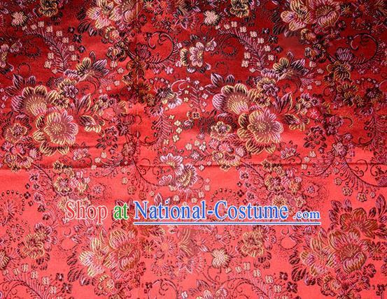 Chinese Traditional Red Silk Fabric Tang Suit Brocade Cheongsam Classical Pattern Cloth Material Drapery