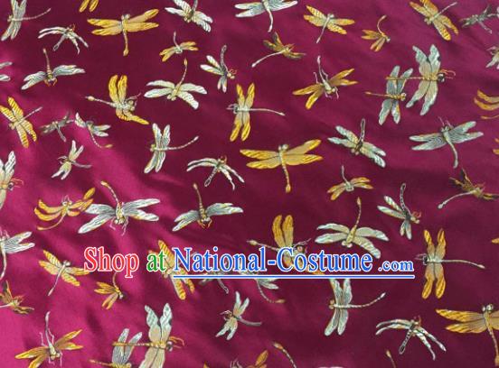 Chinese Traditional Silk Fabric Cheongsam Tang Suit Brocade Dragonfly Pattern Cloth Material Drapery