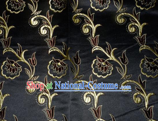 Chinese Traditional Silk Fabric Tang Suit Black Brocade Cloth Cheongsam Material Drapery