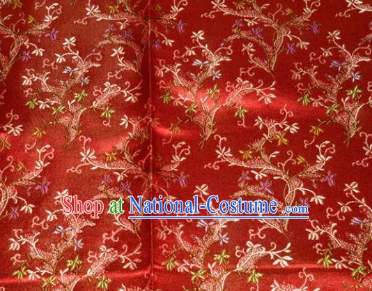 Chinese Traditional Silk Fabric Poplar Blossom Pattern Tang Suit Red Brocade Cloth Cheongsam Material Drapery