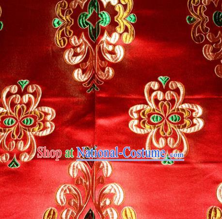 Chinese Traditional Silk Fabric Tang Suit Red Brocade Cheongsam Classical Pattern Cloth Material Drapery