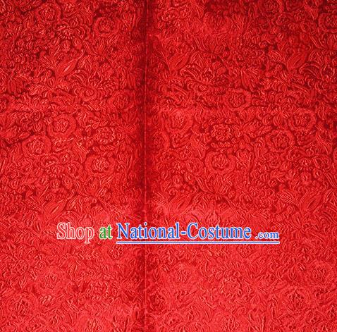 Chinese Traditional Cheongsam Red Silk Fabric Tang Suit Brocade Classical Pattern Cloth Material Drapery