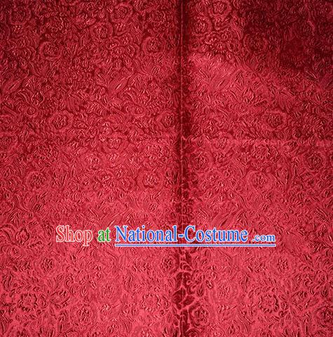 Chinese Traditional Cheongsam Wine Red Silk Fabric Tang Suit Brocade Classical Pattern Cloth Material Drapery