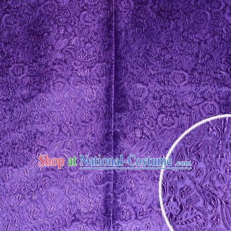 Chinese Traditional Cheongsam Purple Silk Fabric Tang Suit Brocade Classical Pattern Cloth Material Drapery