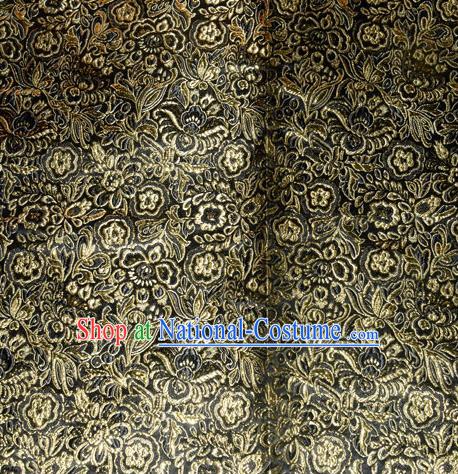 Chinese Traditional Cheongsam Black Silk Fabric Tang Suit Brocade Classical Pattern Cloth Material Drapery