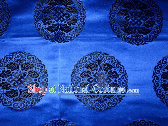 Chinese Traditional Cheongsam Silk Fabric Tang Suit Royalblue Brocade Classical Round Pattern Cloth Material Drapery