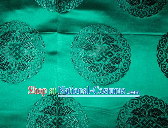 Chinese Traditional Cheongsam Silk Fabric Tang Suit Green Brocade Classical Round Pattern Cloth Material Drapery