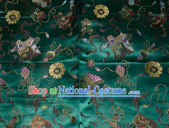 Chinese Traditional Classical Pattern Green Silk Fabric Tang Suit Brocade Cloth Cheongsam Material Drapery