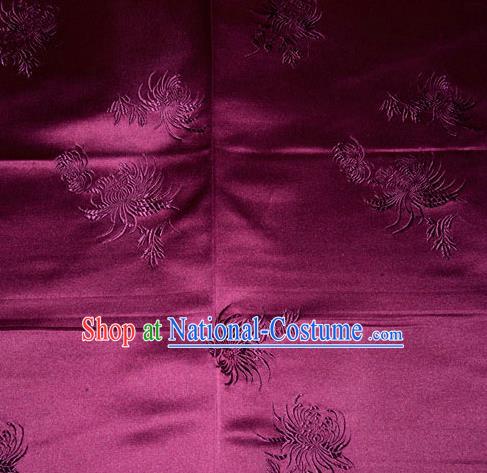 Chinese Traditional Classical Chrysanthemum Pattern Purple Silk Fabric Tang Suit Brocade Cloth Cheongsam Material Drapery