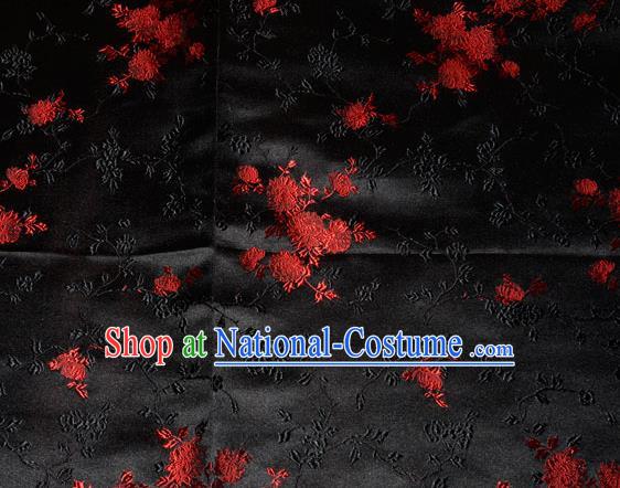 Classical Chrysanthemum Pattern Chinese Traditional Black Silk Fabric Tang Suit Brocade Cloth Cheongsam Material Drapery