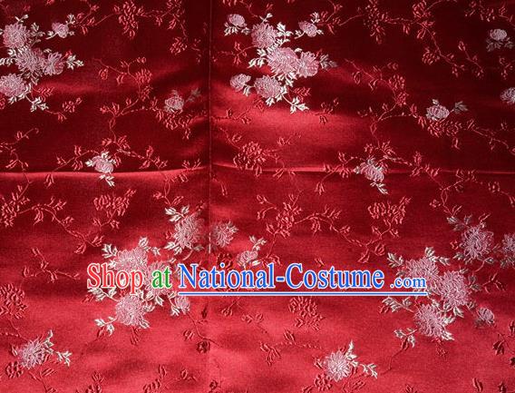 Classical Chrysanthemum Pattern Chinese Traditional Red Silk Fabric Tang Suit Brocade Cloth Cheongsam Material Drapery