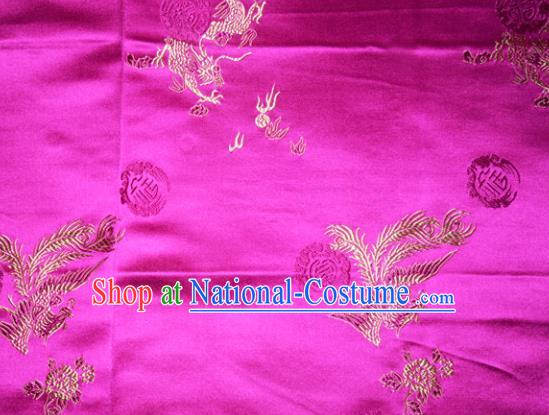 Wedding Classical Dragons Phoenix Pattern Chinese Traditional Rosy Silk Fabric Tang Suit Brocade Cloth Cheongsam Material Drapery