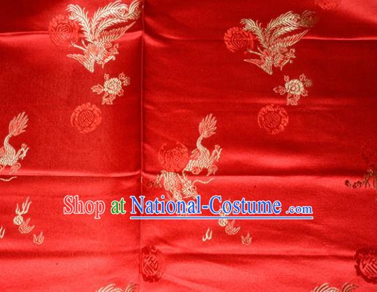 Wedding Classical Dragons Phoenix Pattern Chinese Traditional Red Silk Fabric Tang Suit Brocade Cloth Cheongsam Material Drapery