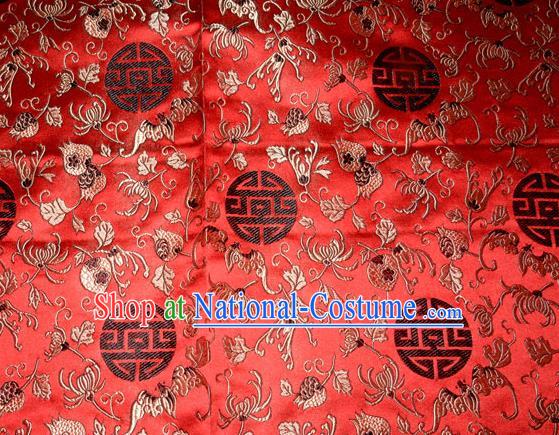 Classical Pomegranate Blossom Pattern Chinese Traditional Silk Fabric Tang Suit Red Brocade Cloth Cheongsam Material Drapery