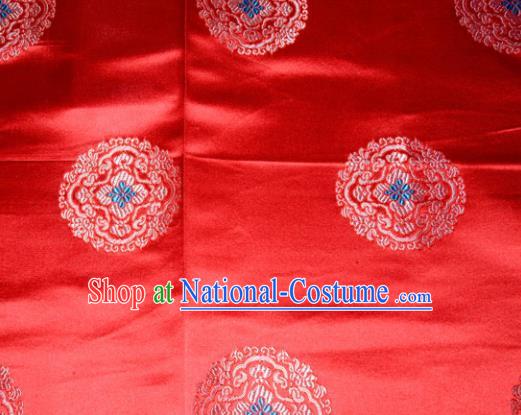 Classical Round Pattern Chinese Traditional Red Silk Fabric Tang Suit Brocade Cloth Cheongsam Material Drapery