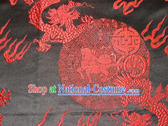 Chinese Traditional Silk Fabric Red Dragons Pattern Tang Suit Brocade Cloth Cheongsam Material Drapery