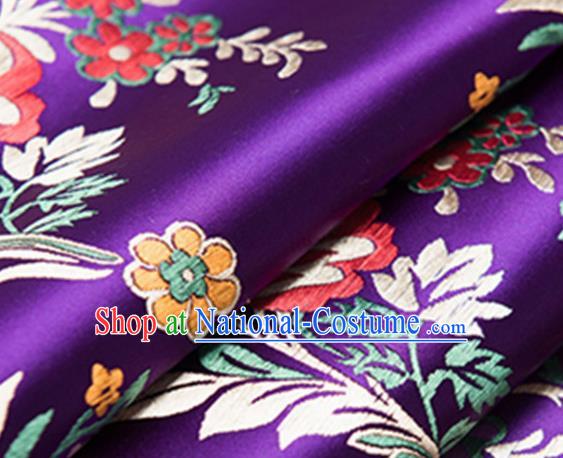 Chinese Traditional Fabric Purple Silk Fabric Begonia Pattern Tang Suit Brocade Cloth Cheongsam Material Drapery