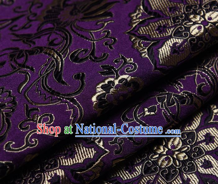 Chinese Traditional Silk Fabric Tang Suit Purple Brocade Cloth Cheongsam Material Drapery