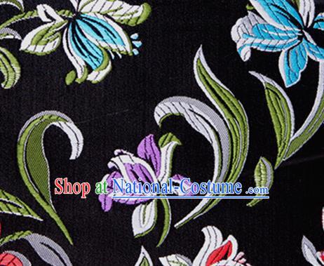 Chinese Traditional Silk Fabric Tang Suit Classical Pattern Black Brocade Cloth Cheongsam Material Drapery