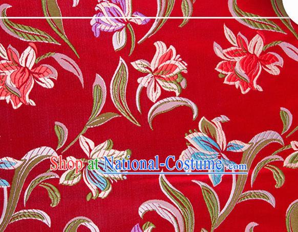 Chinese Traditional Silk Fabric Tang Suit Classical Pattern Red Brocade Cloth Cheongsam Material Drapery