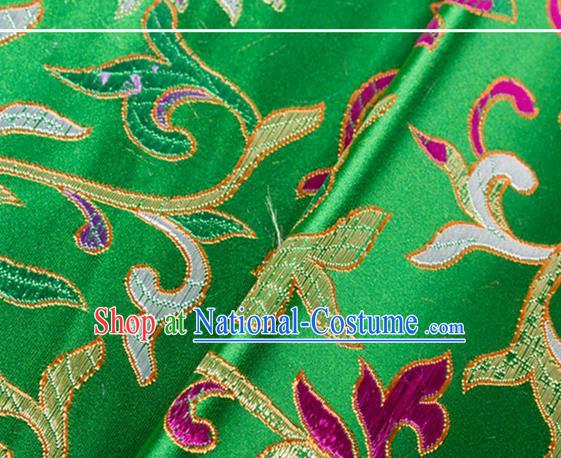 Chinese Traditional Green Silk Fabric Tang Suit Classical Flowers Pattern Brocade Cloth Cheongsam Material Drapery