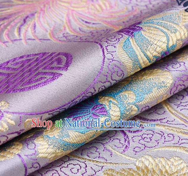 Chinese Traditional Purple Brocade Fabric Chrysanthemum Pattern Tang Suit Silk Cloth Cheongsam Material Drapery