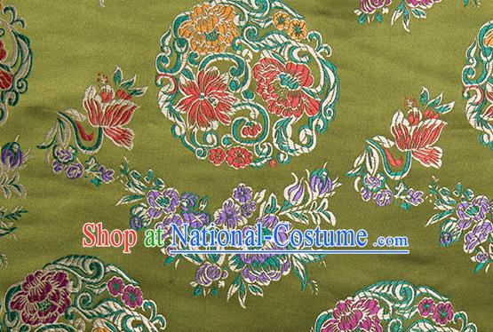 Chinese Traditional Palace Pattern Tang Suit Brocade Green Fabric Silk Cloth Cheongsam Material Drapery