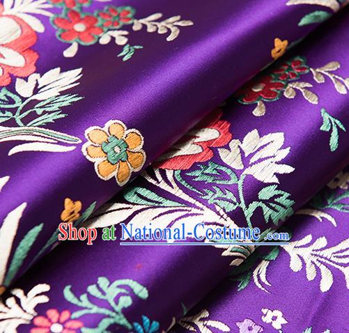 Chinese Traditional Begonia Pattern Tang Suit Purple Brocade Fabric Silk Cloth Cheongsam Material Drapery