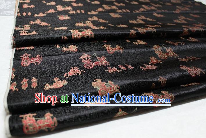 Chinese Traditional Cheongsam Cloth Tang Suit Carriage Pattern Black Brocade Fabric Silk Material Drapery