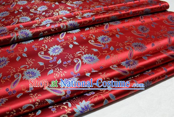 Chinese Traditional Cheongsam Cloth Tang Suit Red Brocade Fabric Silk Material Drapery