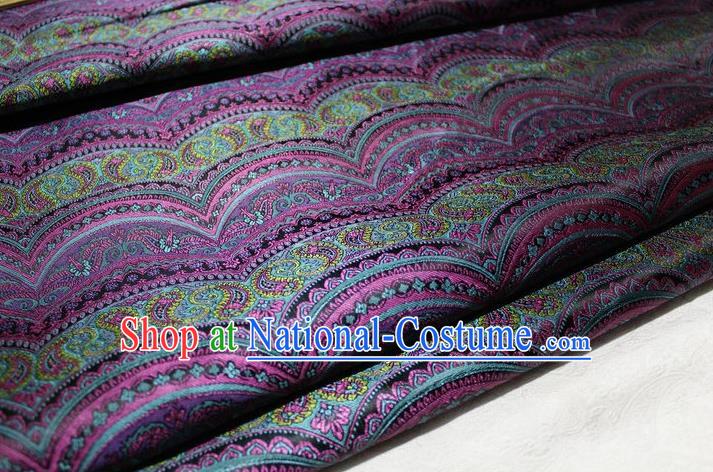 Chinese Traditional Cheongsam Cloth Tang Suit Classical Pattern Purple Brocade Fabric Silk Material Drapery