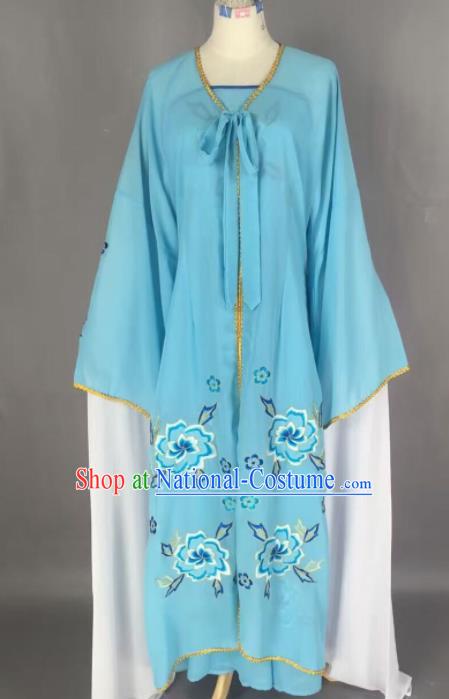 Chinese Traditional Beijing Opera Diva Costume Princess Blue Hanfu Dress for Adults