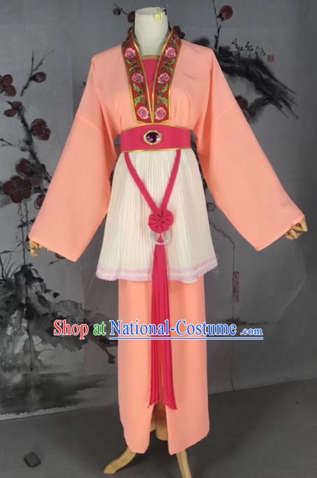 Chinese Traditional Beijing Opera Mui Tsai Costume Servant Girl Orange Clothing for Poor