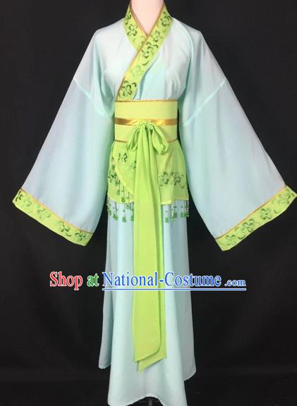 Chinese Traditional Beijing Opera Handmaiden Green Hanfu Dress Peking Opera Diva Costumes for Adults