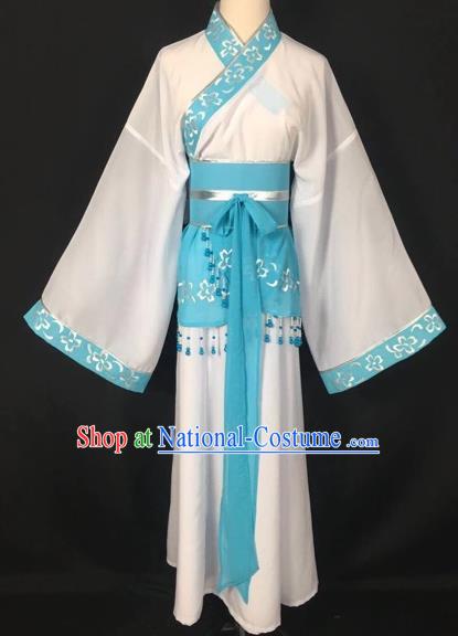 Chinese Traditional Beijing Opera Handmaiden White Hanfu Dress Peking Opera Diva Costumes for Adults