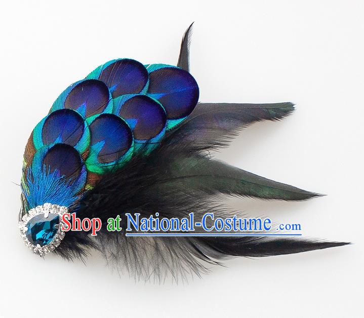 Handmade Peacock Feather Accessories Stage Show Brooch for Women