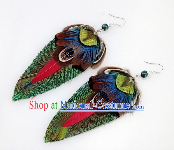 Top Halloween Dance Ear Accessories Carnival Catwalks Feather Earrings for Women