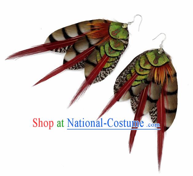 Top Halloween Feather Ear Accessories Carnival Catwalks Earrings for Women