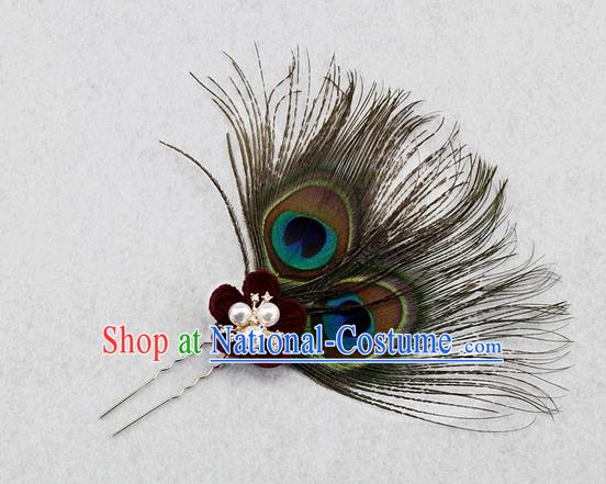 Top Rio Carnival Peacock Feather Hair Accessories Halloween Catwalks Dance Hairpins for Women