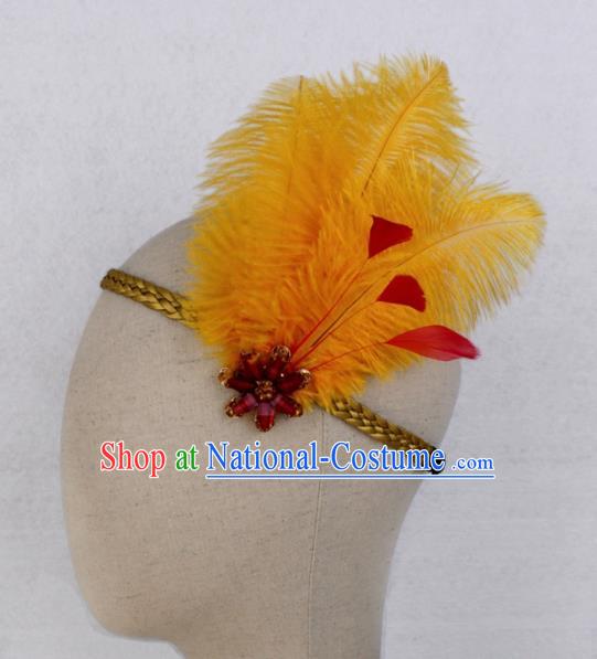 Handmade Halloween Orange Feather Hair Clasp Stage Show Feather Hair Accessories for Women