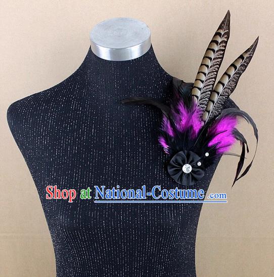 Handmade Feather Breastpin Stage Show Accessories Peacock Feather Brooch for Women