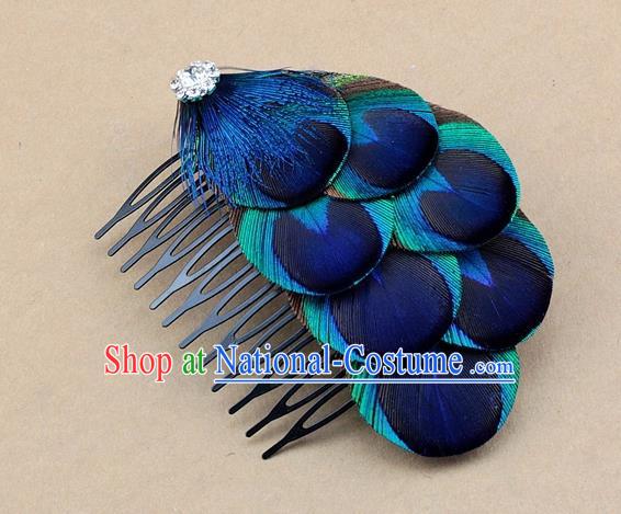 Handmade Carnival Feather Hair Comb Miami Stage Show Feather Hair Accessories for Women