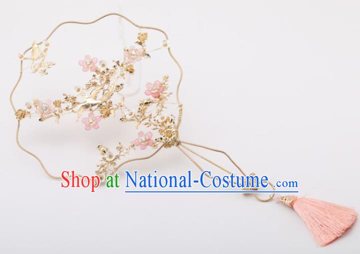 Chinese Traditional Wedding Accessories Classical Bride Golden Palace Fans for Women