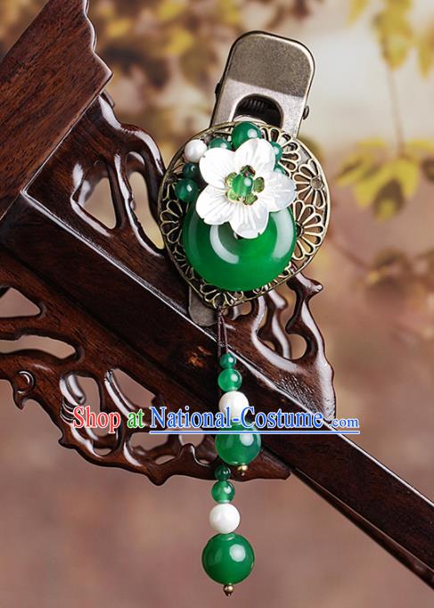 Chinese Traditional Hair Accessories National Hanfu Green Agate Hair Claw for Women