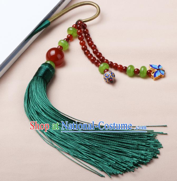 Chinese Traditional Hair Accessories Green Tassel Hair Clip National Hanfu Hairpins for Women