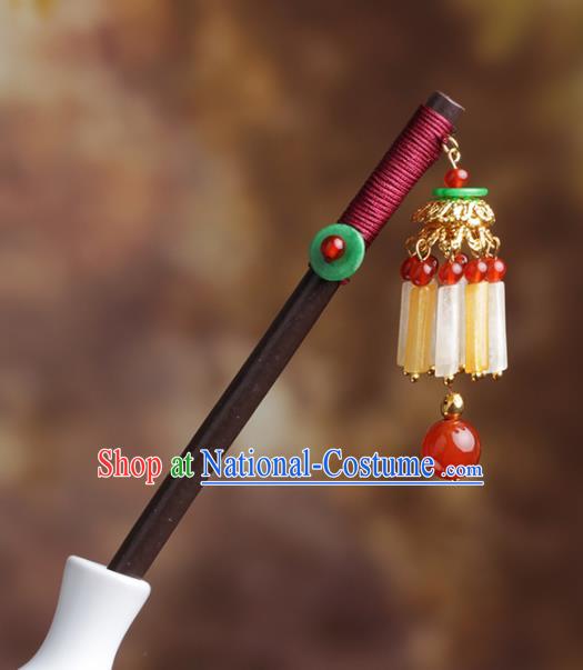 Chinese Traditional Hair Accessories Jade Tassel Hair Clip National Hanfu Hairpins for Women